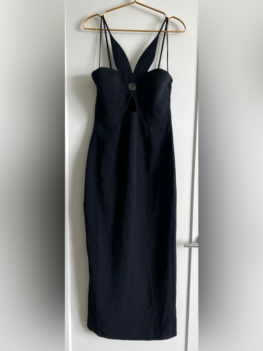 Torn by Ronny Kobo Stephanie Black Cutout Midi Dress Sz Medium Cocktail Evening - Picture 10 of 16